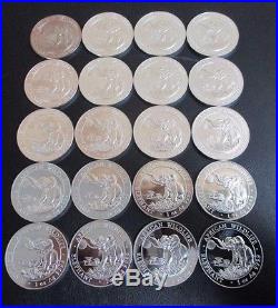 20- Bu Fresh 2015 Silver. 9999 African Elephant Wildlife Somali 20 Silver Coins