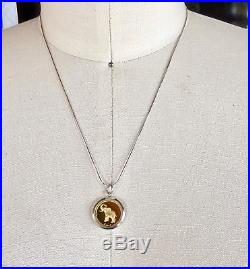 24k Gold Inlay Elephant Double Sided Samuel B Coin Sterling Silver Necklace