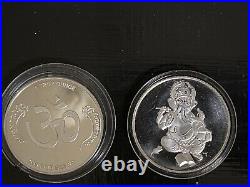 2 1 oz. 999 Fine silver bullion round Coin Ganesha Hindu Elephant Goddess