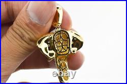 2.90Ct Round Cut Real Moissanite Men's Elephant Pendant 14K Two-Tone Gold Plated