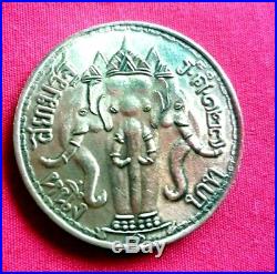 2 Coin king Reign 5, Three headed Elephant Crown GenuineThai Amulet rare A. D1908