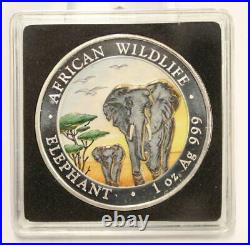 2x 2015 1-oz 999 silver coins AFRICAN ELEPHANT DAY & NIGHT withbox & COA