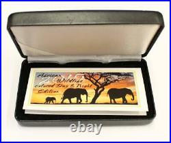 2x 2015 1-oz 999 silver coins AFRICAN ELEPHANT DAY & NIGHT withbox & COA