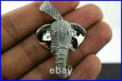 3CT Round Cut Lab-Created Diamond Elephant Pendant 14K White Gold Finish