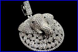 3Ct Round Cut Simulated Diamond Men Elephant Coin Pendant 14K White Gold Plated