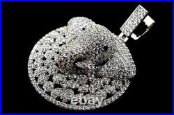 3Ct Round Cut Simulated Diamond Men Elephant Coin Pendant 14K White Gold Plated