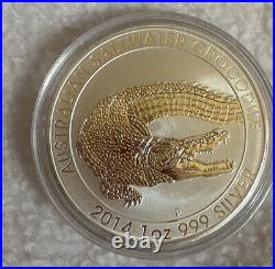 3 1 oz silver rounds African jungle crocodile Elephant Rhino. 999 coins bullion