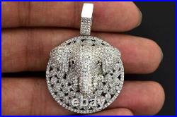 3.40Ct Round Cut Real Moissanite Men Elephant Coin Pendant 14K White Gold Plated