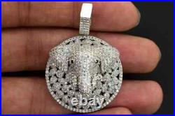 3.50Ct Round Cut Real Moissanite Men Elephant Coin Pendant 14K White Gold Plated