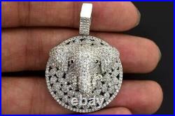3.50Ct Round Lab Created Diamond Elephant Coin Pendant 14K White Gold Plated