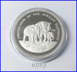 3 x 1oz Fine Silver Proof coins(. 999) AFRICAN ELEPHANT Set 1993 Bank of Uganda