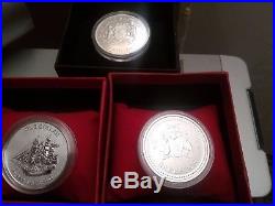 3x 1 oz silver coins, Cook island, Barbados, Africa elephant