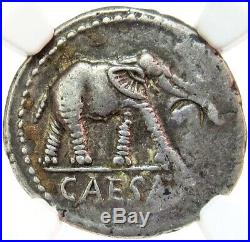 49- 48 Bc Rome Julius Caesar Silver Denarius Elephant Coin Ngc Choice Very Fine