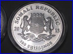 4 Different SOMALIA ELEPHANT 100 Shilling African Wildlife Silver 1 oz. 999. #48