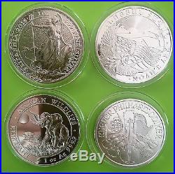 4 World Silver Coins 4 Troy Oz Elephant, Noah's Ark, Britannia, Philharmonic