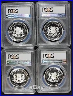 (4pc) LOT PCGS PR70 DCAM 2017 SOMALIA HIGH RELIEF AFRICAN ELEPHANT 1ST DAY ISSUE