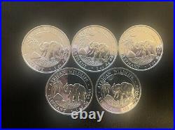 5 x 2017 Somali Elephant 1oz Silver Coins