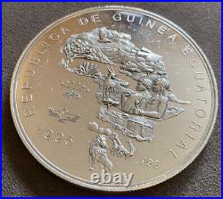 5oz Rublica De Guinea Ecuatorial Silver Coin Rare Investment Elephant