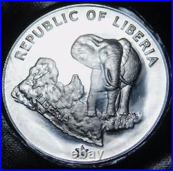 6X Coins Proof Set Liberia Silver Elephant 1973 Not in Box Lamination AE-542
