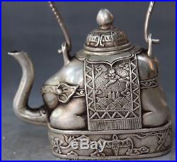7 Chinese Dynasty Palace Silver Wealth Fu Coin Elephant Incense burner Censer
