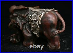 8 Old Chinese Red Bronze Silver Fengshui Elephant Coin Wealth Lucky Statue