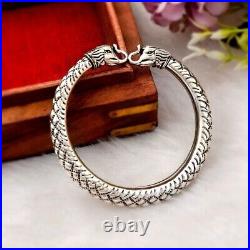 925 Solid Sterling Silver Bohemian Oxidize Elephant Bangle Jewelry 2.6 Inches