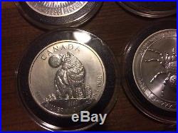 9 1 Oz Animal Theme World Silver Coins China Panda Somali Elephant African Lion