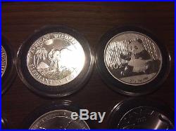 9 1 Oz Animal Theme World Silver Coins China Panda Somali Elephant African Lion