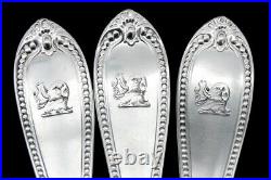 9 c1850 American Coin Silver Bead Edge Elephant Snake Crest Dinner Forks