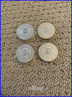 AFRICAN WILDLIFE Somalia Elephant Lot Of 4 Troy Oz. 999 Silver Coins 2011 2012