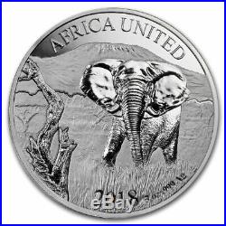 AFRICA UNITED ELEPHANT 2018 3 oz 1500 Francs CFA Pure Silver Coin