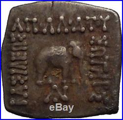 APOLLODOTOS I 174BC Ancient Greek India Bull Elephant Genuine Silver Coin i52269