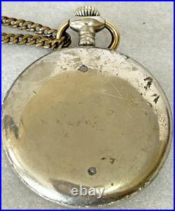 ATQ EQUITY COIN SILVER POCKET WATCH WithSILVERTONE CASE CHAIN DONKEY ELEPHANT