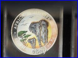 African 2015 Wildlife Colored Day & Night Edition Somalia Elephant 2 1oz. 999 Ag