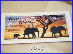 African 2015 Wildlife Colored Day & Night Edition Somalia Elephant 2 1oz. 999 Ag
