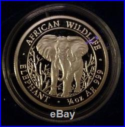 African Wildlife 2004 Elephant Proof Silver Set 2 oz 1/4 oz RARE