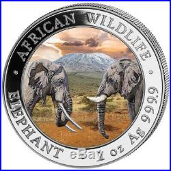 African Wildlife ELEPHANT Day-Night 2x 1 oz. Silver Coins Somalia 2020
