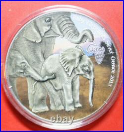 Afrika-Gabun 1000 Francs Cfa 2013 Baby Elephant #F 3580 Antique-Coloriert