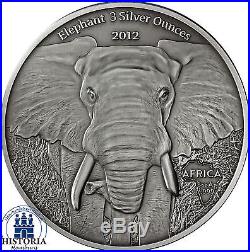 Afrika Serie Gabun 2000 Francs Silber 2012 Elefant Elephant 3 Silver Ounces