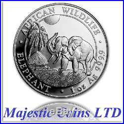 Air-Tite 2017 Somalia African Wildlife Elephant 5 x 1 Oz. 9999 Silver Coins