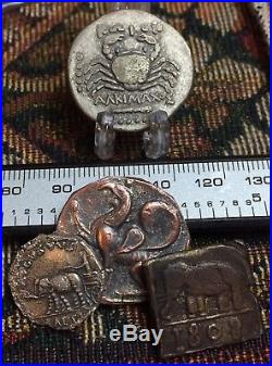 Ancient Greece 200BC Elephant Denarius with Griffin Crab 800AD 500 Coins with Silver