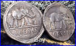 Ancient Greece Coin, Roman Empire Rome Denarius 60AD/ Elephant Julius Cesar