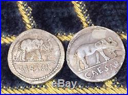 Ancient Greece Coin, Roman Empire Rome Denarius 60AD/ Elephant Julius Cesar