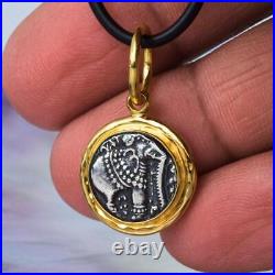 Ancient Pagoda Elephant Coin Repro Pendant & Gold Vermeil Sterling Silver 4.56 g