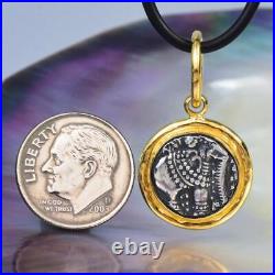 Ancient Pagoda Elephant Coin Repro Pendant & Gold Vermeil Sterling Silver 4.56 g