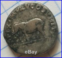 Ancient Roman Empire Silver Coin Denarius Titus Elephant