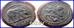 Ancient Roman Silver Elephant Denarius Coin of Julius Caesar-49 BC