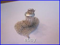 Antique Sterling Silver Mesh Chatelain Coin Purse Elephant Top Excellent Cond