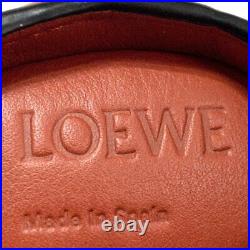 Auth LOEWE Elephant Coin Purse Red Brown Silver Leather & Hardware Coin Case