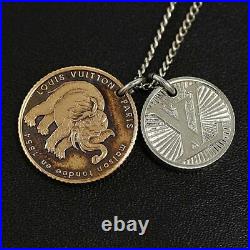 Auth Louis Vuitton Necklace Chapman Brothers Elephant Coin L60cm Silver Metal